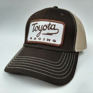 Toyota Racing Retro Embroidered Patch Mesh Snapback Trucker Brown